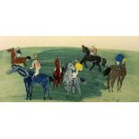 DUFY, RAOULLe Havre 1877 - 1953 Forcalquier Gruppe mit Jockey auf ihren Pferden. Farblitho, im Stein