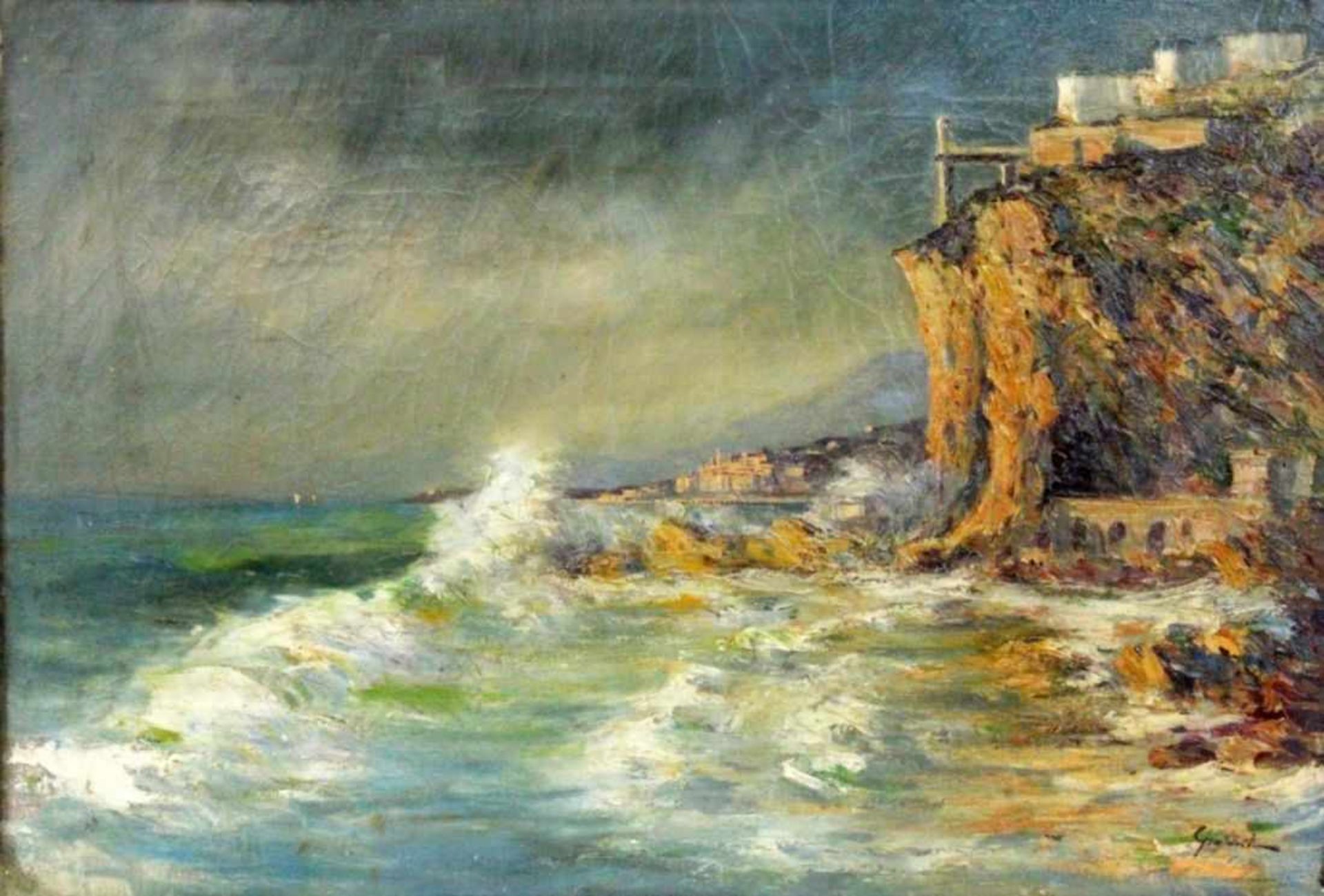 GIANNIItalienischer Maler um 1900 Italienische Küstenlandschaft auf Capri. Öl/Lwd., signiert.