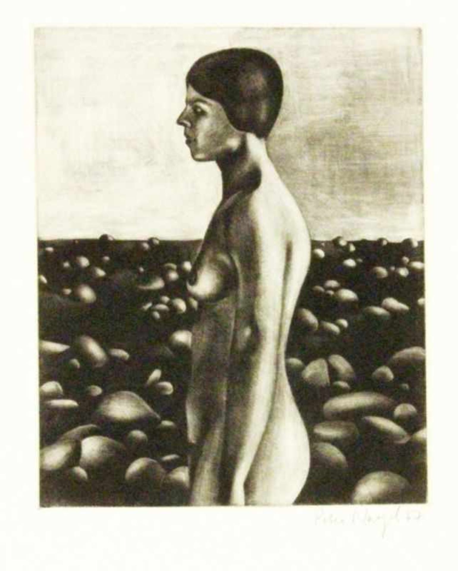 NAGEL, PETERKiel 1941 Weiblicher Halbakt. Radierung, handsigniert und dat: (19)67. Bildmaß 21,2x17,