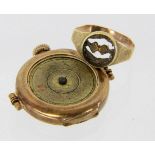 RING UND TASCHENUHR585/000 Gelbgold. Brutto ca. 14,6g. Beide Teile besch.A RING AND POCKET WATCH