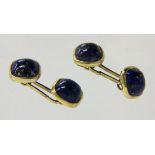 PAAR MANSCHETTENKNÖPFE585/000 Gelbgold mit Lapislazuli. Brutto ca. 9,6gA PAIR OF CUFFLINKS 585/000