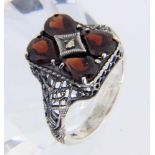 DAMENRINGSilber mit Granaten. Gr. 53A LADIES' RING Silver with garnets. Size 53