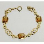 ARMBANDSilber vergoldet mit Citrinen. L.18cm, Brutto ca. 13gA BRACELET Gold-plated silver with