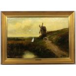 HINSLEY, F.W.Britischer Maler, 19.Jh. Landschaft mit Windmühle und Personen. Öl/Lwd., signiert.