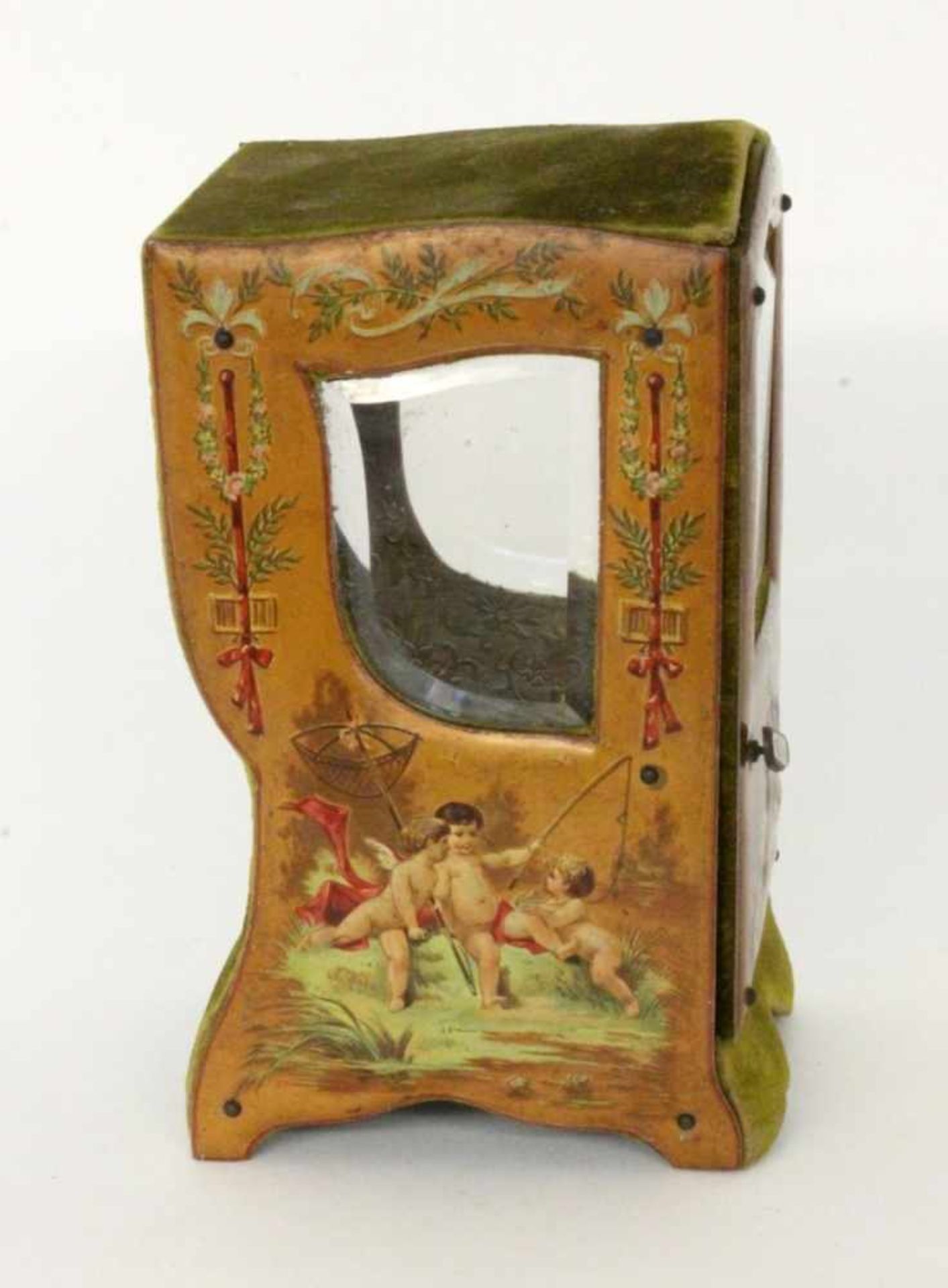 SÄNFTE ALS TASCHENUHRENSTÄNDERFrankreich um 1900 Miniatursänfte im Stil des französischen Rokoko. - Image 3 of 4