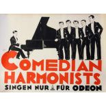 PLAKAT"Commedian Harmonists singen nur für Odeon". Wohl Druck der 2. Auflage zur Werbung in den