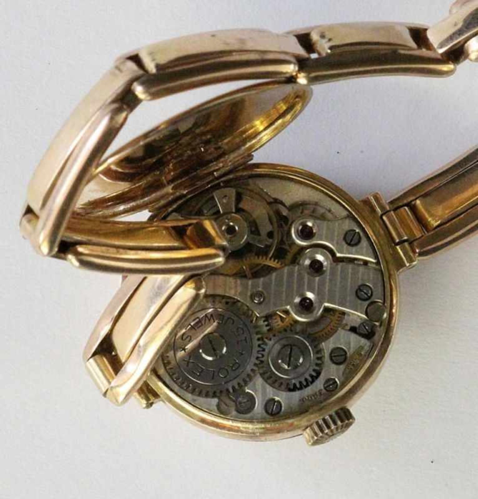 ROLEX DAMENARMBANDUHRSchweiz 1920er/30er Jahre 375/000 Goldgehäuse mit Stretcharmband. - Bild 2 aus 3