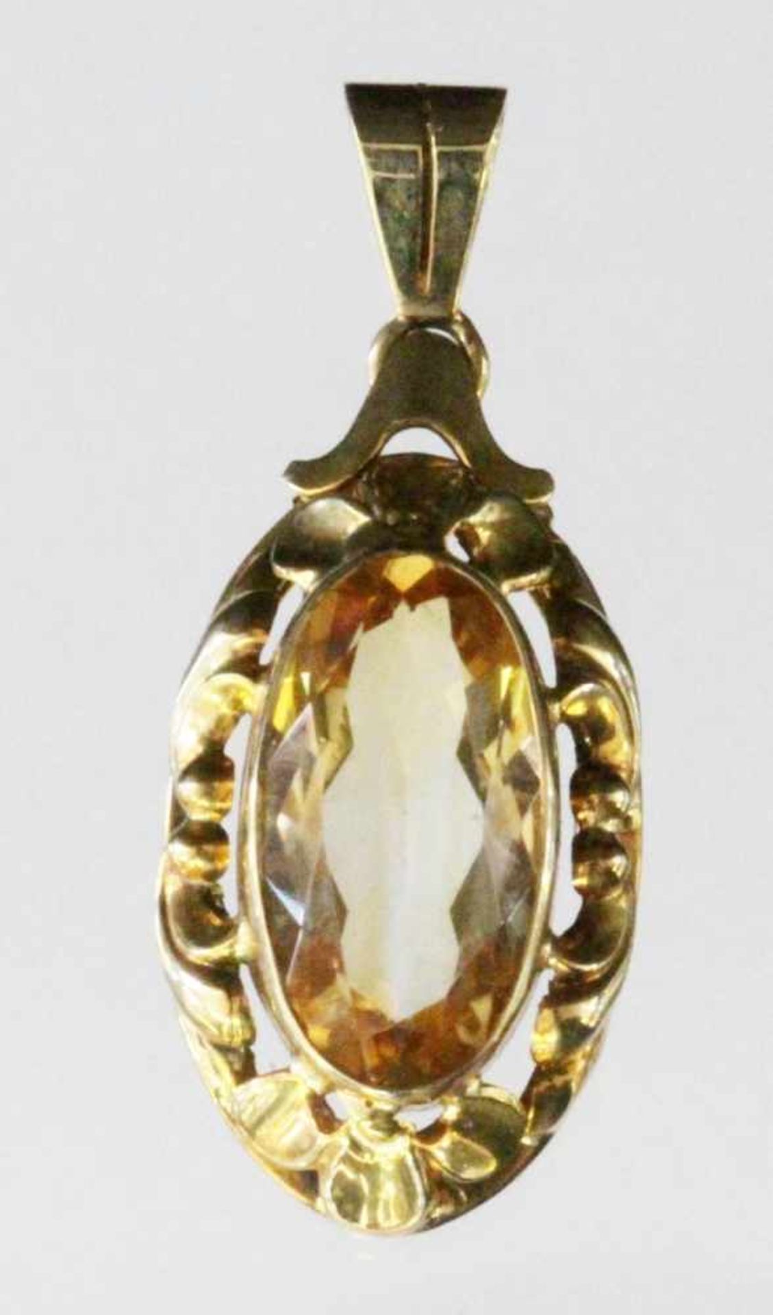 ANHÄNGER585/000 Gelbgold mit Citrin. L.3,5cm, Brutto ca. 5,6gA PENDANT 585/000 yellow gold with