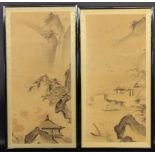 PAAR JAPANISCHE LANDSCHAFTENJapan Tusche auf Papier. Je ca. 83x38cm, Ra.A PAIR OF JAPANESE