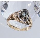 DAMENRING MIT DIAMANT585/000 Roségold. Ovaler Diamant im Rosenschliff von ca. 9x6mm. Floral