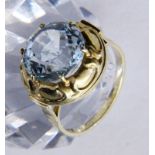 DAMENRING585/000 Gelbgold mit Aquamarin. Ringgr. 55, Brutto ca. 4,6gA LADIES' RING 585/000 yellow