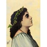 BURKHART20.Jh. Frau mit Lorbeerkranz im Haar. Öl/Karton, signiert. 42x32cm, Ra.BURKHART 20th century