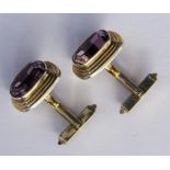 PAAR MANSCHETTENKNÖPFE585/000 Gelbgold mit Amethysten. Brutto ca. 11,4gA PAIR OF CUFFLINKS 585/000