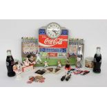 MIXED LOT OF COCA COLA Classic Baseball Scoreboard, Burwood, 2 Coke bottles with contentsfrom 1973