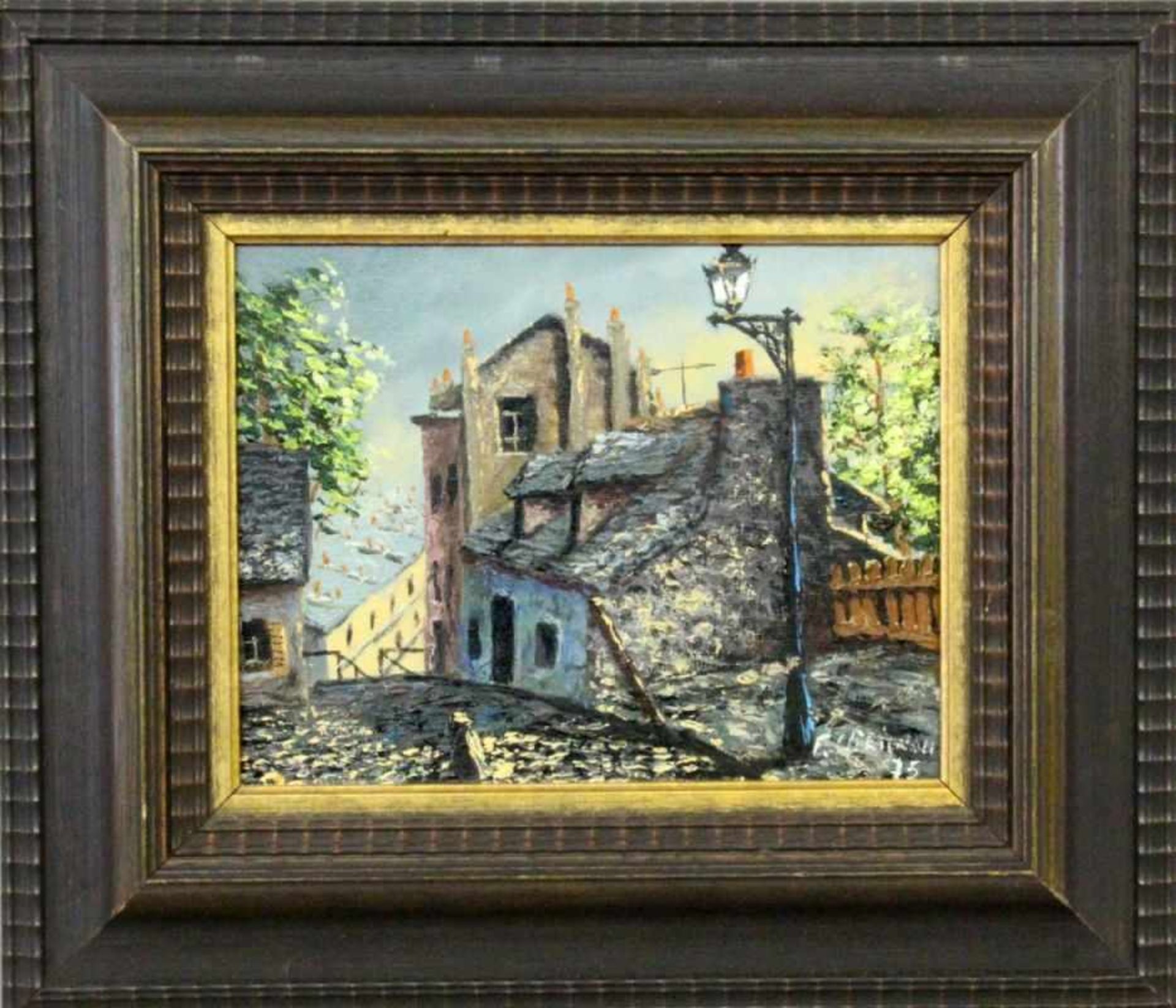 CREIGNOU, F. Paris 20th century House on Rue Mont-Cenis in Paris. Oil on canvas, signedand dated: (