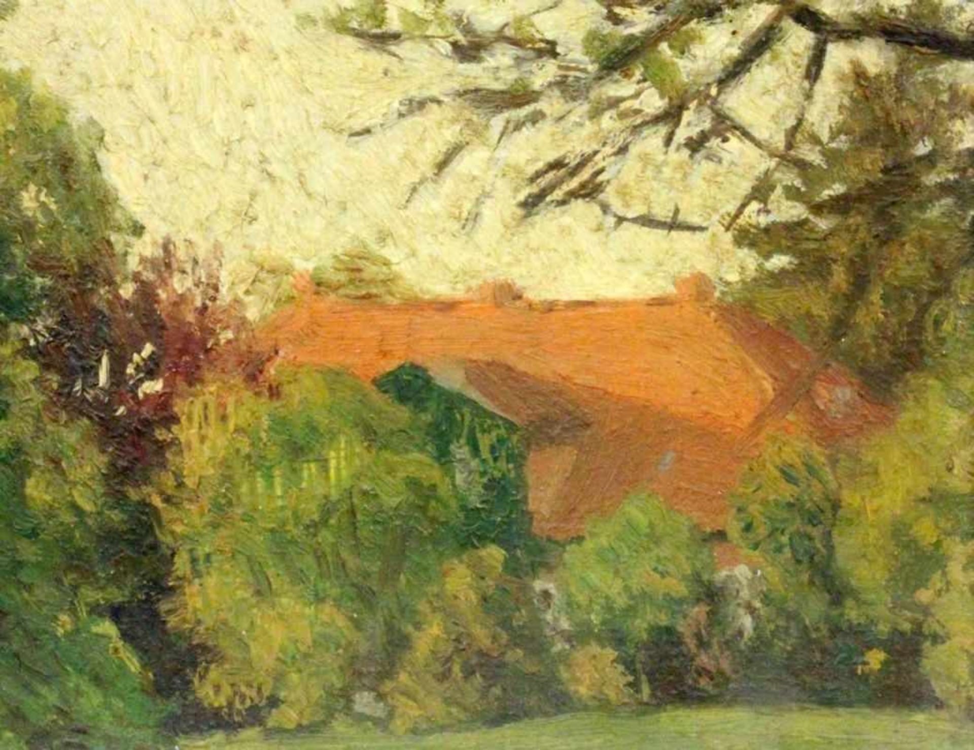 PFENNIG, EDUARD Hamburg 1878 - 1952 Stuttgart Farmhouse. Oil on cardboard, unsigned. 16 x20.5 cm,