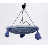 AN ART DECO CEILING LAMP France 1920s, glass bowl made of blue pressed glass with cordsuspension.