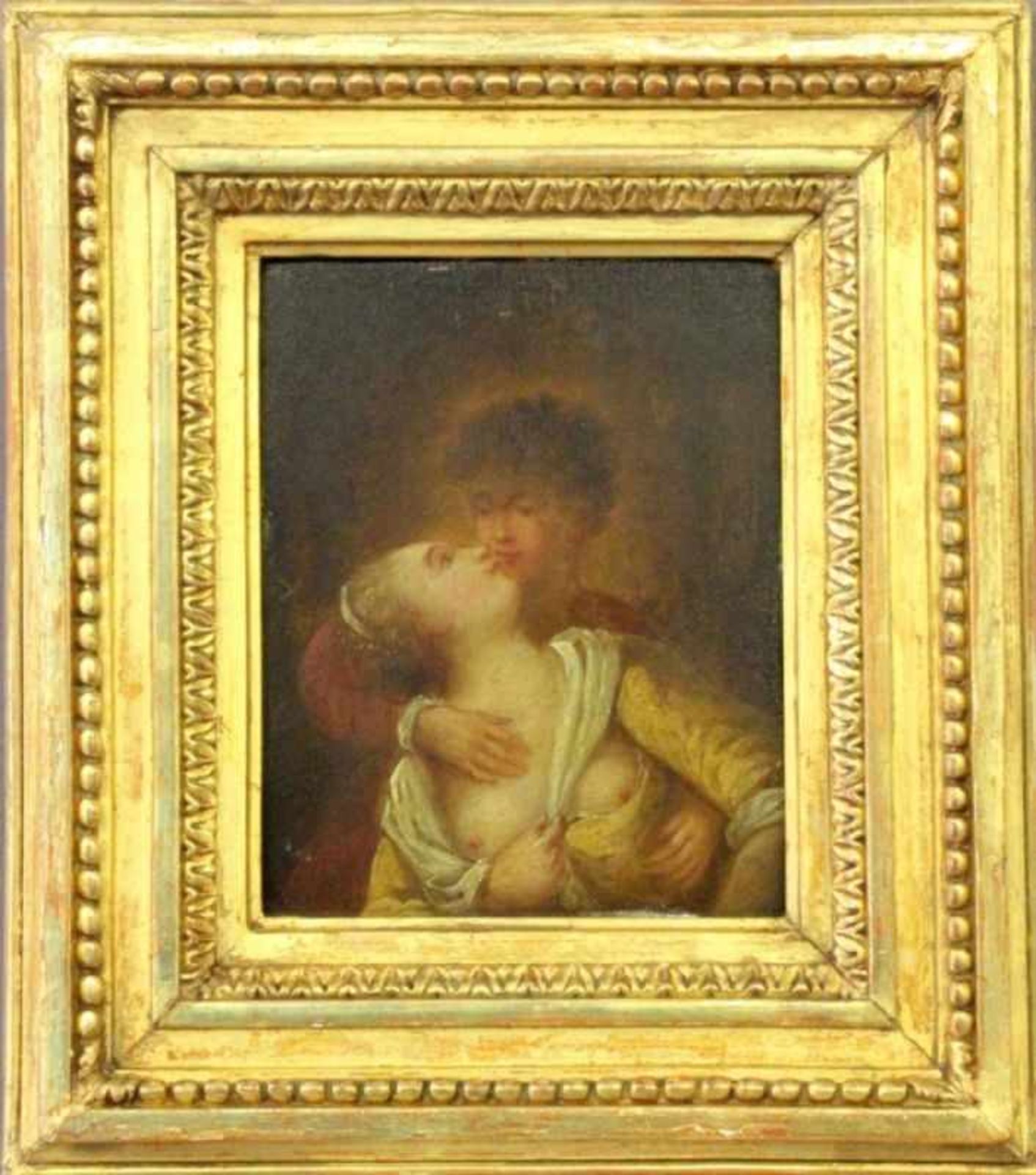 (Circle of) FRAGONARD, JEAN-HONORE Grasse 1732 - 1806 Paris Gallant Love Scene. Oil onpanel,