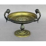 A CENTREPIECE 19th century Bronze bowl in antique style with decorative handles in theshape of