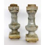 A PAIR OF SEPULCHRAL STELES China Grey glazed and craquelure ceramic. 35 cm highPAAR GRABSTELENChina