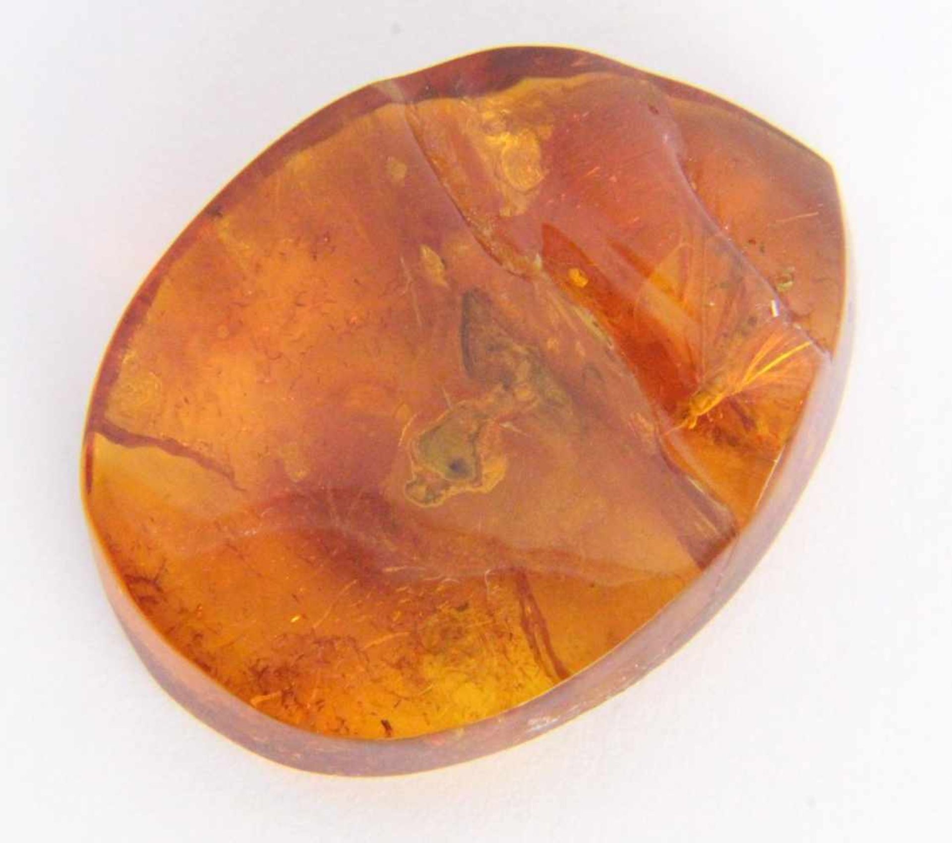 A NATURAL AMBER WITH INCLUSIONS Baltic. Approximately 4 x 3 x 0.6 cmNATÜRLICHER BERNSTEIN MIT - Bild 2 aus 2