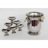 A CHAMPAGNE COOLER AND 6 CUPS Stainless steelCHAMPAGNER KÜHLER UND 6 SCHALENEdelstahl- - -19.33 %