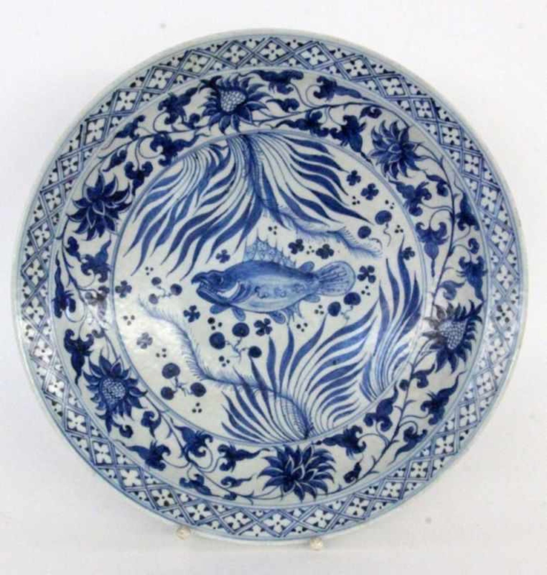 A WALL PLATE China Porcelain with blue underglaze painting. Six-character-mark, diameter:36
