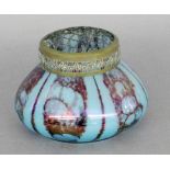 A VASE WITH FLORAL INSERT France circa 1920 Colourless glass with light blue interioroverlay and