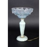 AN ART DECO TABLE LAMP France 1920s/1930s Colourless glass with opaline interior overlay.Height