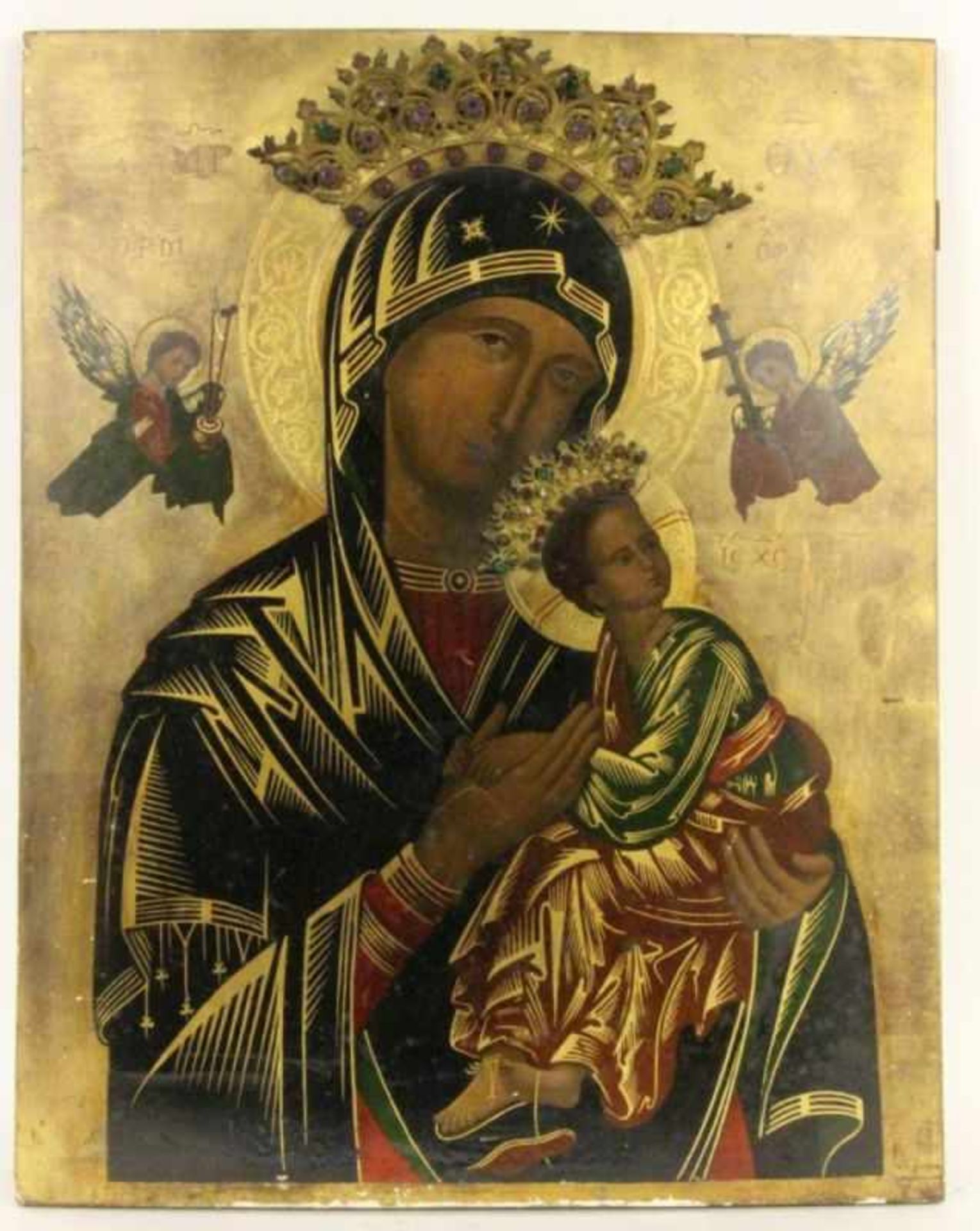 (Referred to as) GIOVANNI BURKHARDT Roma circa 1905 Icon of Mary. Oil on panel, inscribedand dated