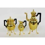 AN EMPIRE STYLE COFFEE SERVICE France circa 1900 Gold-plated metal with ebonized woodhandles. 3