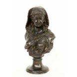 A BUST OF AN ORIENTAL WOMAN probably France circa 1800 Patinated bronze bust.Indistinctly signed and