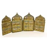 A TRAVEL ICON Russia, 19th century Four-winged tetraptych with finely carved reliefsdepicting the