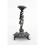 A TAZZA ON FOOT Foehr Stuttgart Jewellers circa 1900 Silver. Figural shaft with cupids.