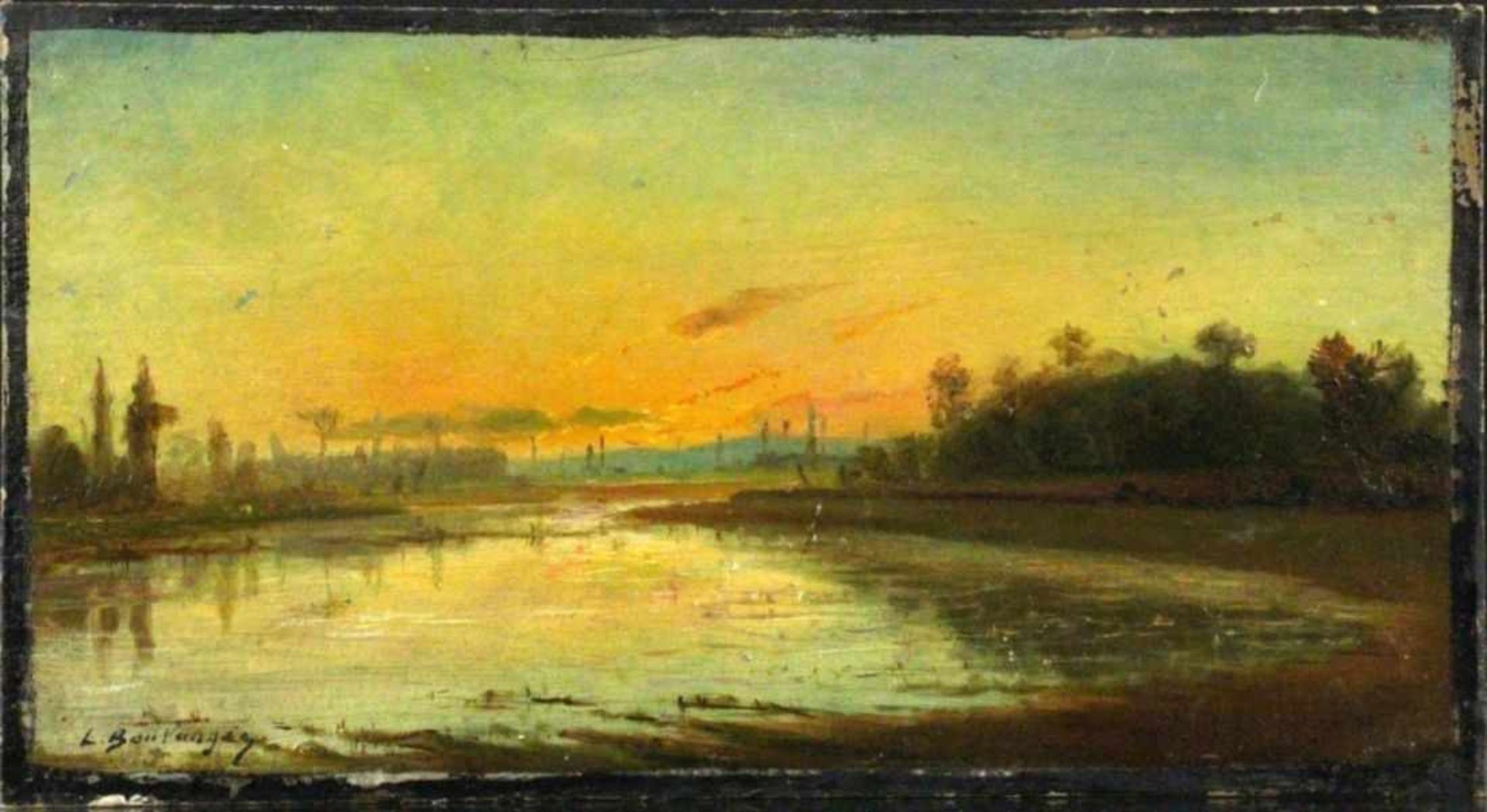 BOULANGER, LOUIS Vercelli 1806 - 1867 Dijon Seascape in the evening light. Oil oncardboard,