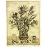 DITTRICH, SIMON Teplitz-Schönau 1940 Still Life of Flowers. Coloured etching. Hand signed,titled and