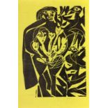 GRIESHABER, HAP Rot an der Rot 1909 - 1981 Achalm Black figure with tulips. Colouredwoodcut, 1964.