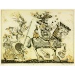 DITTRICH, SIMON Teplitz-Schönau 1940 Entry of the Jugglers. Coloured etching. Hand signed,titled and