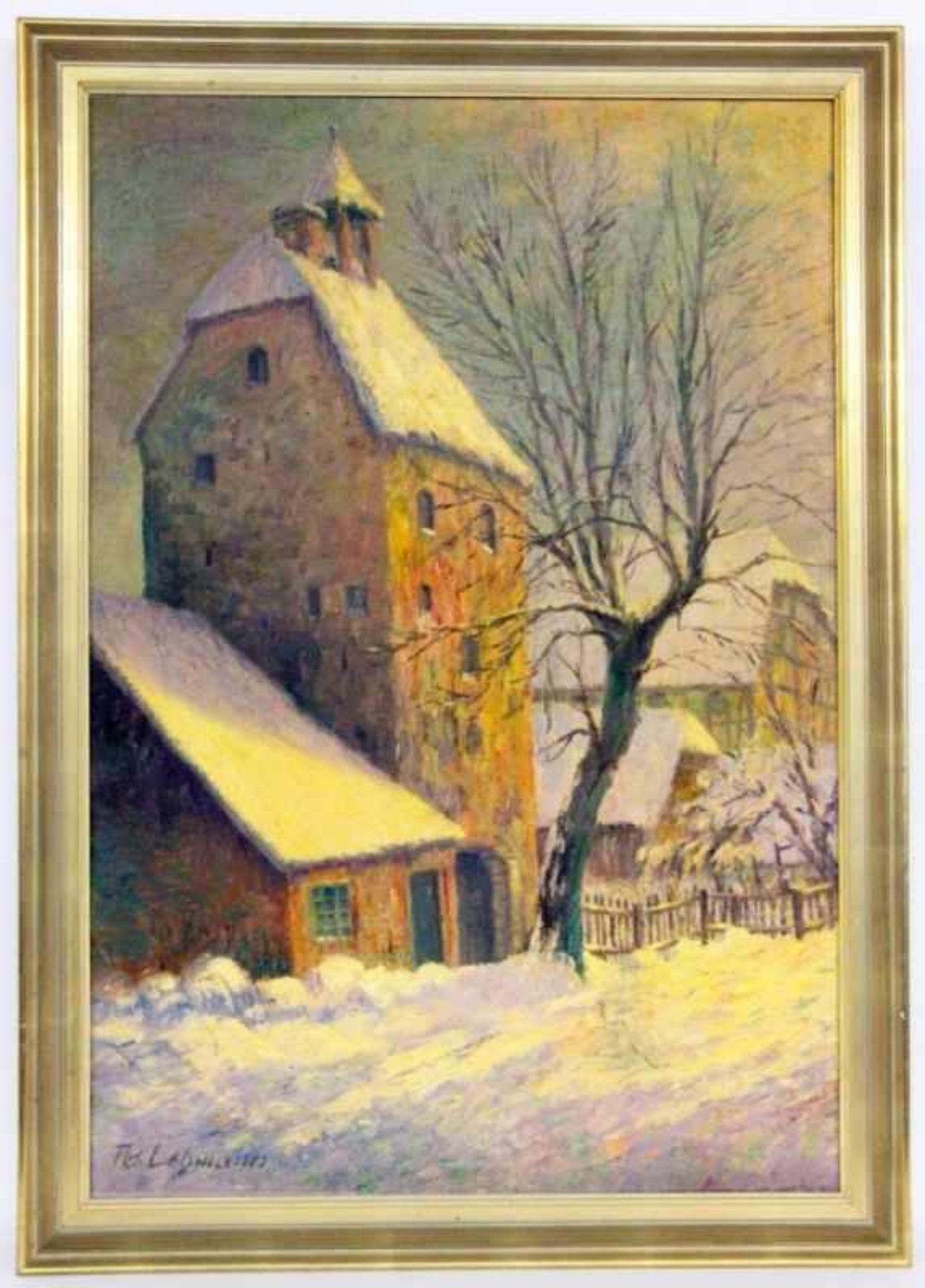 LEHMANN, PETER 1895 - Remagen - 1961 Winter Landscape with Houses. Oil on canvas, signed.125 x 85