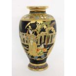 A SATSUMA VASE Japan Ceramic with surrounding coloured painting. Mark to base. 32 cm highSATSUMA