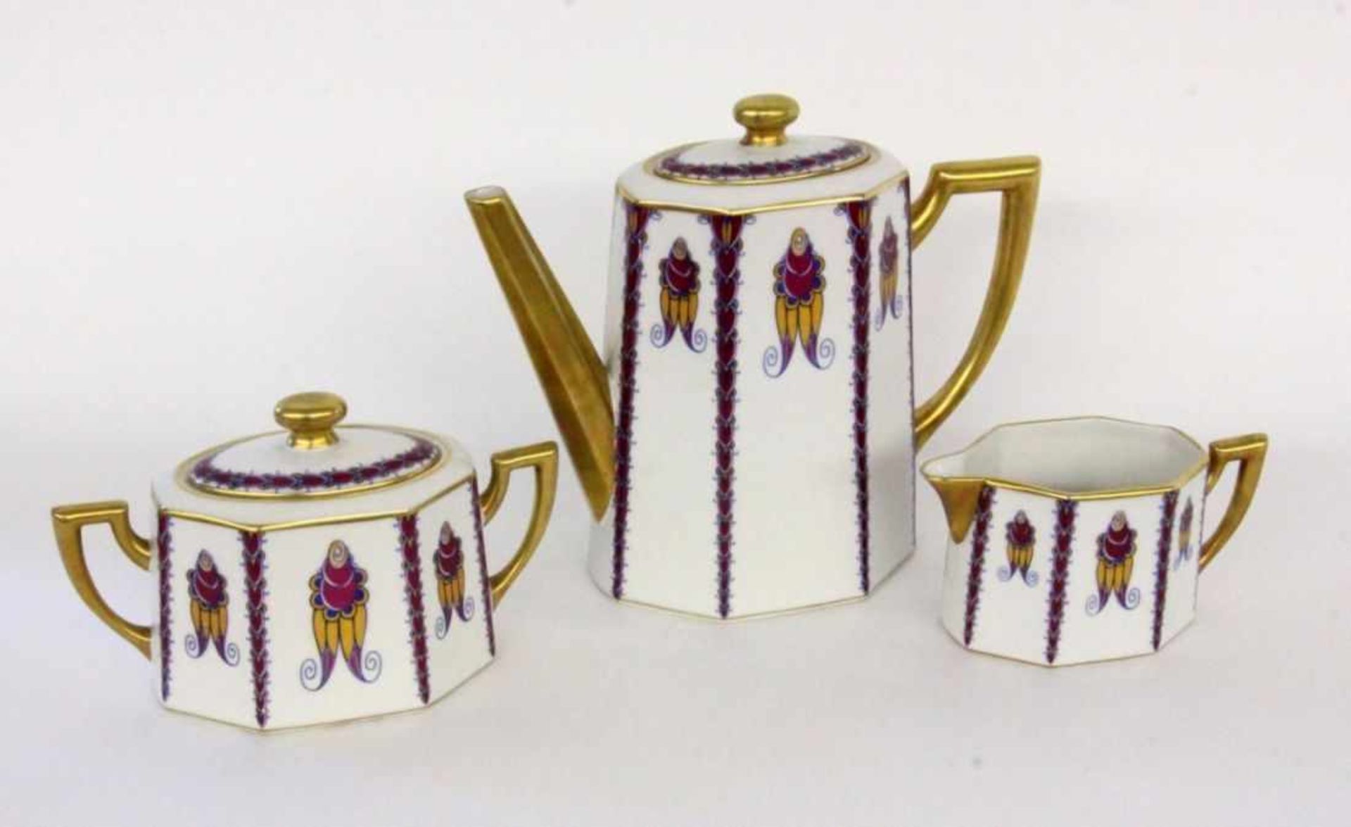 AN ART DECO COFFEE SERVICE Touze, Lemaître Frères & Blancher, Limoges, 1920s Consisting ofcoffee