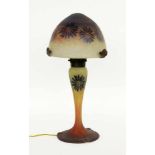 AN EXTRAORDINARY CAMEO TABLE LAMP Muller freres, Luneville circa 1920 Mushroomshape. Flashed glass