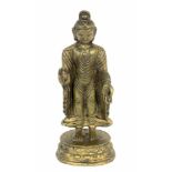 A STANDING BUDDHA China Bronze, gilt. 16.5 cm highSTEHENDER BUDDHAChina Bronze, vergoldet. H.16,5cm-