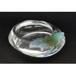 A DECORATIVE BOWL Daum, Nancy Colourless crystal glass with applied Pate-de-Verre leaf.Maker's mark.