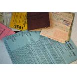 A small collection of Military ephemera and a collection of contracts, registration cards, union