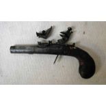 A late 18th/early 19th century Flintlock Pocket Pistol by Simmons and Howel, walnut stock with
