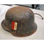 Nazi German M42 pattern Steel Helmet with original leather lining the helmet has been painted