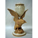 A Grainger & Co Worcester China Pot Pourri as an eagle with outstretched wings supporting a