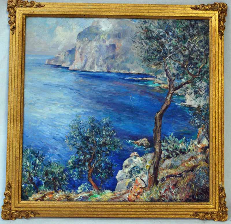 Matteo Sarno (Italian 1894-1957) Capri, oil on canvas laid on board, signed M Sarno circa 1949, 45cm