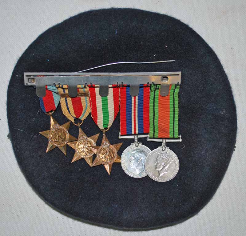 WW2 Swing Mounted Medal Group of 5 including Africa Star with 8th Army clasp and Italy Star, plus